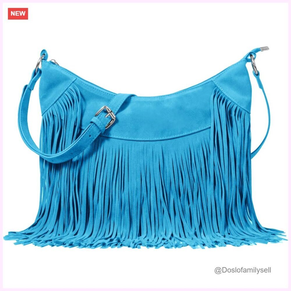 Fringe Hobo Bag Vegan Suede Tassel Crossbody Shoulder Purse Boho Western